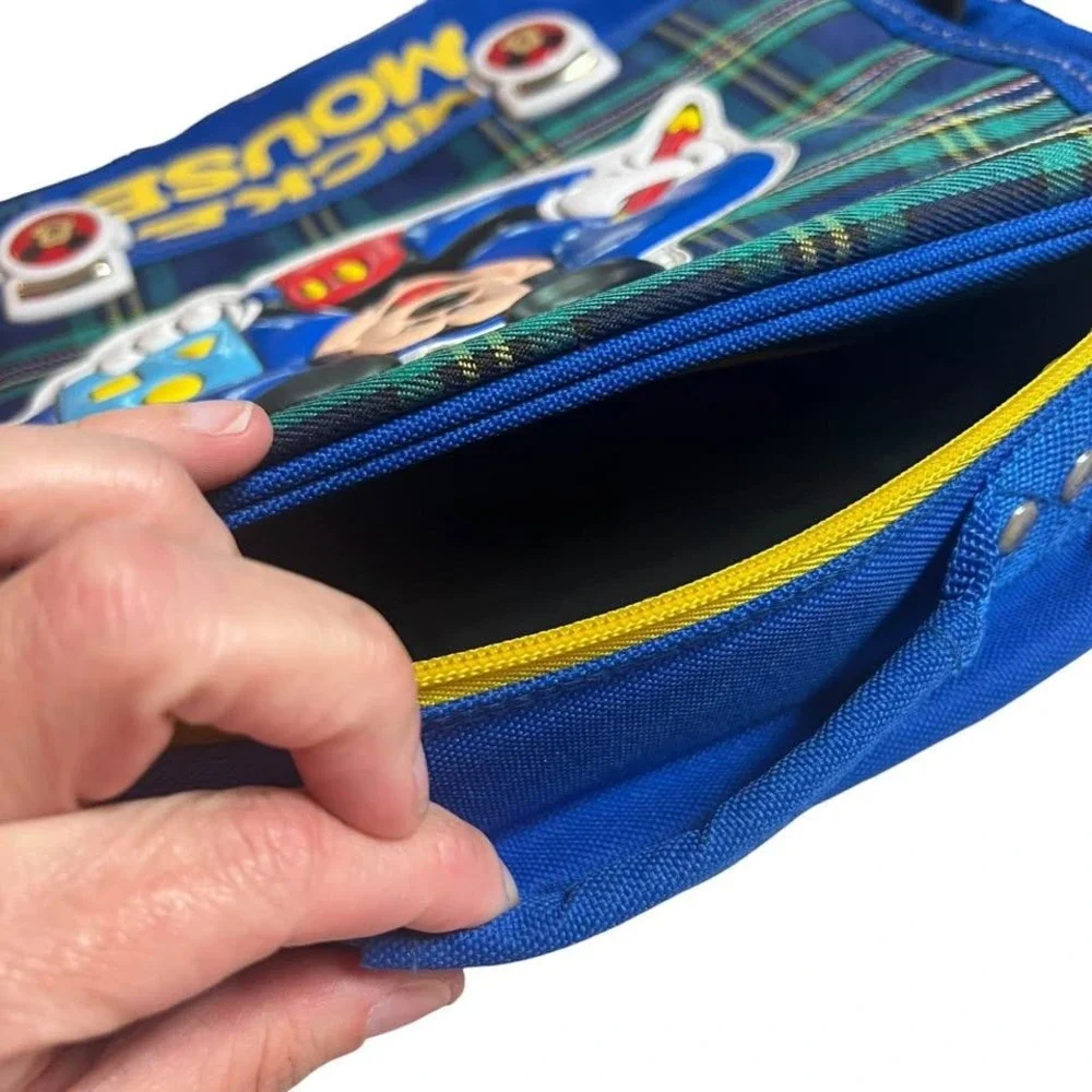 Disney Mickey Mouse Laptop Backpack Blue Green Plaid Adjustable Straps